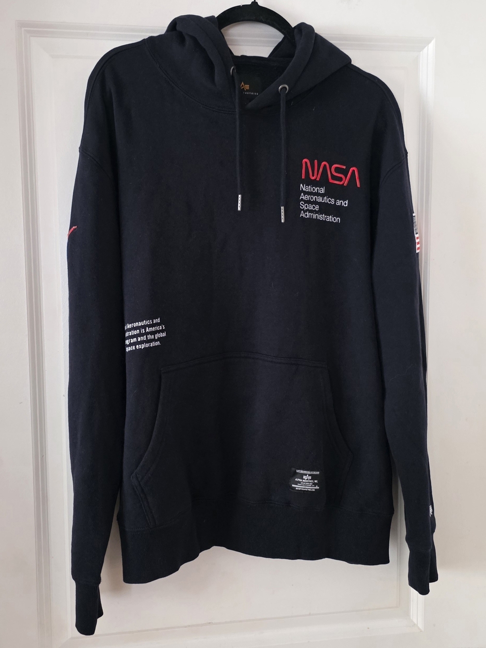Alpha Industries Black Logo Hoodie - Men's Pullover Hooded Sweatshirt
